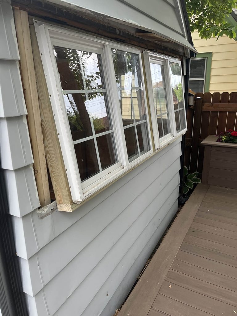 Windows installed in a frame