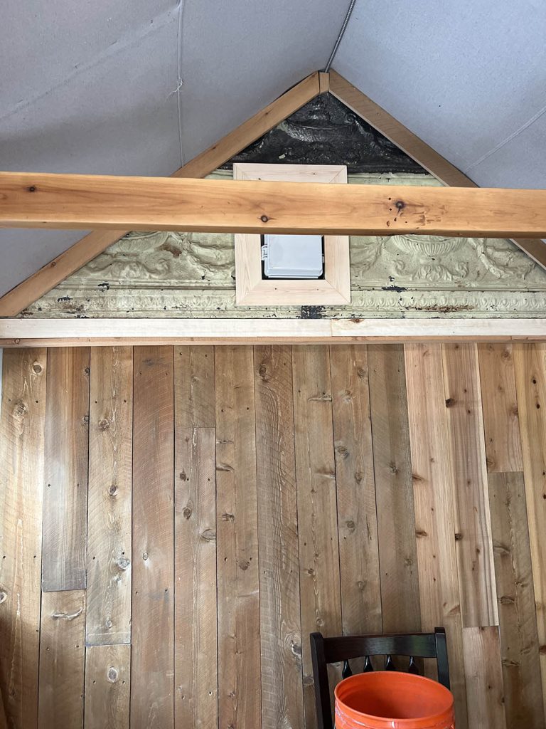 Cedar and tin wall
